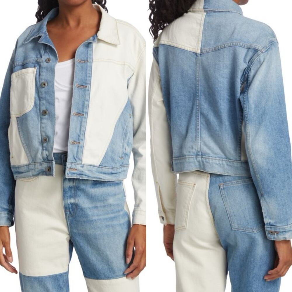 NWT Jonathan Simkhai Emma Colorblock Denim Jacket Large
